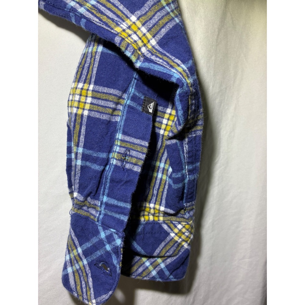Quiksilver Mens Blue Yellow Plaid Flannel Button Down Shirt Modern M EQYWT03232 - Picture 4 of 7